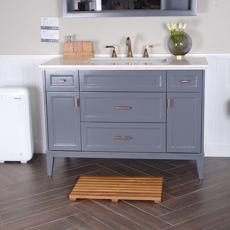 Shop Log Color Spa Solid Teak Bathroom Shower Mat Bathroom Anti-Slip Mat Mademoiselle Home Decor