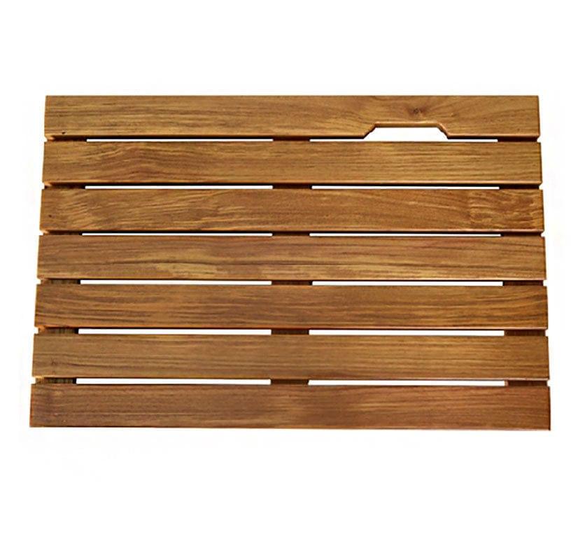 Shop Log Color Spa Solid Teak Bathroom Shower Mat Bathroom Anti-Slip Mat Mademoiselle Home Decor