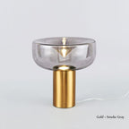 Shop 0 Gold gray Nordic Clear Glass Table Lamp Creative Swirl Design Gold Hardware Plating Smoky Gray Bedroom Decoration LED E27 Desk Lamp Mademoiselle Home Decor