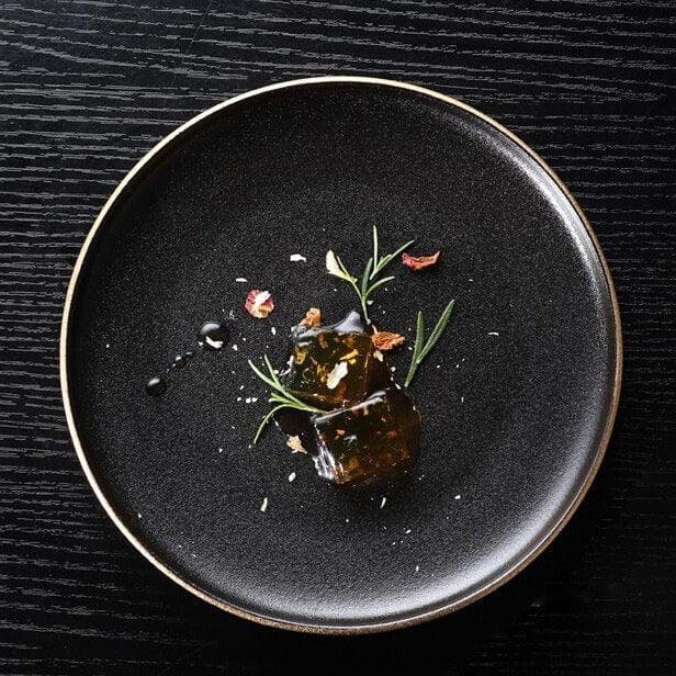 Shop 0 A-25.3cm Phnom Penh Ceramic Plate Western Steak Plate Dishes and plates sets Black matte scratch-resistant pendulum Fruit plate disc Mademoiselle Home Decor