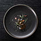 Shop 0 A-25.3cm Phnom Penh Ceramic Plate Western Steak Plate Dishes and plates sets Black matte scratch-resistant pendulum Fruit plate disc Mademoiselle Home Decor