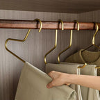 Shop 0 5pcs Non-Slip Pants Rack Trouser Drying Hangers Gold/Sliver Solid Metal Open Ended Pant Storage Space Saver Wardrobe Organzier Mademoiselle Home Decor