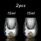 Shop 0 15ml C 2pcs / China Shot Glass Crystal Gold Foil Crystal Shot Glasses For Wine Set Double Glass Wine Cup For Home Bar Cups Sake Shochu Glass Mademoiselle Home Decor