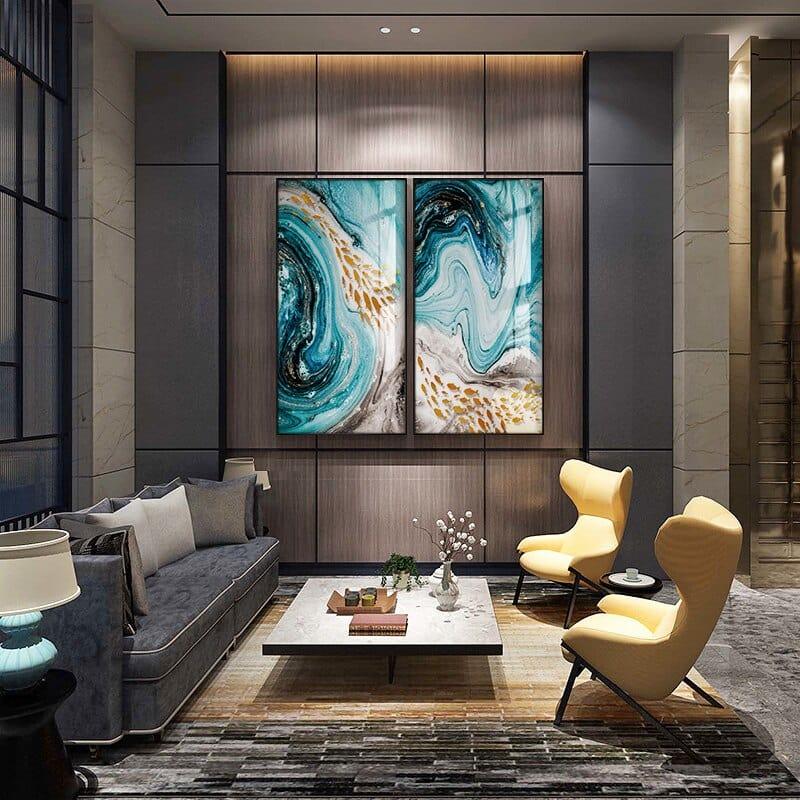 Shop 0 Modern Abstract Paintings Canvas Golden Fish Wall Art Poster and Print Pictures Nordic Bedroom Home Living Room Decoration Large Mademoiselle Home Decor