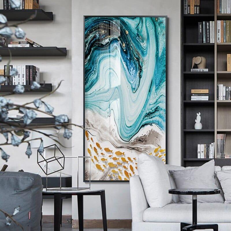 Shop 0 Modern Abstract Paintings Canvas Golden Fish Wall Art Poster and Print Pictures Nordic Bedroom Home Living Room Decoration Large Mademoiselle Home Decor