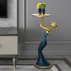 Shop 0 Nordic Modern Resin Kneeling Girls Figurine Home Decoration Statue Storage Tray Floor Stand Figurine Living Room Decor Sculpture Mademoiselle Home Decor