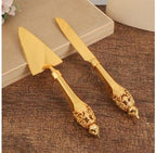 Shop 0 2 PCs High-quality Western baking tool hollow handle triangular pizza shovel cake dessert cutter two-piece set gold cutlery Mademoiselle Home Decor