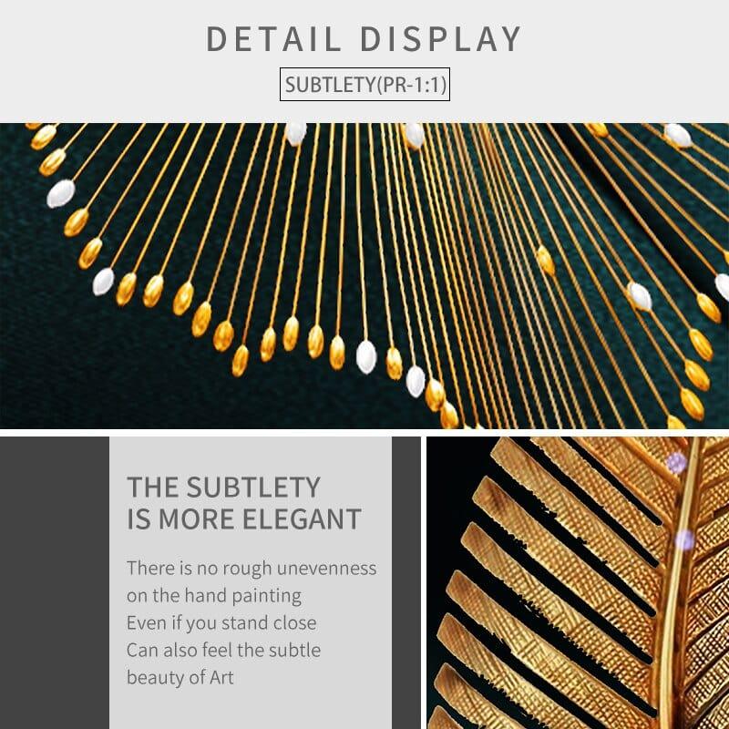 Shop 0 Nordic Golden Luxury Canvas Painting Gold Leaf Plant Picture Home Decor Wall Art Green Posters and Prints for Living Room Design Mademoiselle Home Decor