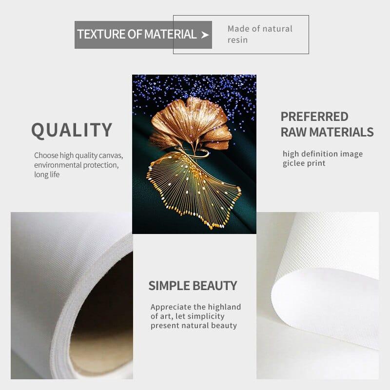 Shop 0 Nordic Golden Luxury Canvas Painting Gold Leaf Plant Picture Home Decor Wall Art Green Posters and Prints for Living Room Design Mademoiselle Home Decor