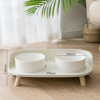 Shop 200003694 beige white Baset Pet Bowl Mademoiselle Home Decor