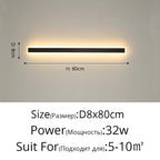 Shop 0 32W 8x80cm / Warm White No Remote / Not Waterproof New Outdoor Waterproof Modern LED Wall Lights With Remote Living Room Bedroom Corridor Porch Black Indoor Lamp Lighting Dimmable Mademoiselle Home Decor