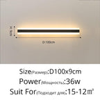 Shop 0 02 36W 100x9cm / Warm White No Remote / Not Waterproof New Outdoor Waterproof Modern LED Wall Lights With Remote Living Room Bedroom Corridor Porch Black Indoor Lamp Lighting Dimmable Mademoiselle Home Decor
