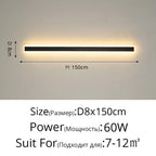 Shop 0 60W 8x150cm / Warm White No Remote / Not Waterproof New Outdoor Waterproof Modern LED Wall Lights With Remote Living Room Bedroom Corridor Porch Black Indoor Lamp Lighting Dimmable Mademoiselle Home Decor