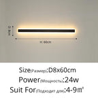 Shop 0 24W 8x60cm / Warm White No Remote / Not Waterproof New Outdoor Waterproof Modern LED Wall Lights With Remote Living Room Bedroom Corridor Porch Black Indoor Lamp Lighting Dimmable Mademoiselle Home Decor
