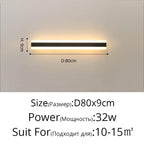 Shop 0 02 32W 80x9cm / Warm White No Remote / Not Waterproof New Outdoor Waterproof Modern LED Wall Lights With Remote Living Room Bedroom Corridor Porch Black Indoor Lamp Lighting Dimmable Mademoiselle Home Decor