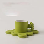Shop 0 Set A Green Nordic Ins Style Creative Ceramic Coffee Milk Water Cup Tea Cup Set with Tray Office Home Dish Personalized Mug Mademoiselle Home Decor