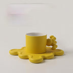 Shop 0 Set A yellow Nordic Ins Style Creative Ceramic Coffee Milk Water Cup Tea Cup Set with Tray Office Home Dish Personalized Mug Mademoiselle Home Decor