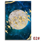 Shop 0 13cmX18cm(No Frame) / 02 Abstract Moon Wall Art  Golden Mountain Birds Nordic Canvas Painting Posters and Prints Wall Pictures for Living Room Home Decor Mademoiselle Home Decor