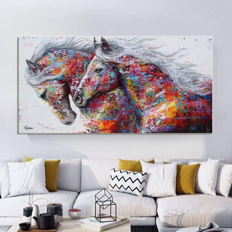 Shop 0 SELFLESSLY Animal Art Two Running Horses Canvas Painting Wall Pictures For Living Room Decor Modern Abstract Art Prints Posters Mademoiselle Home Decor
