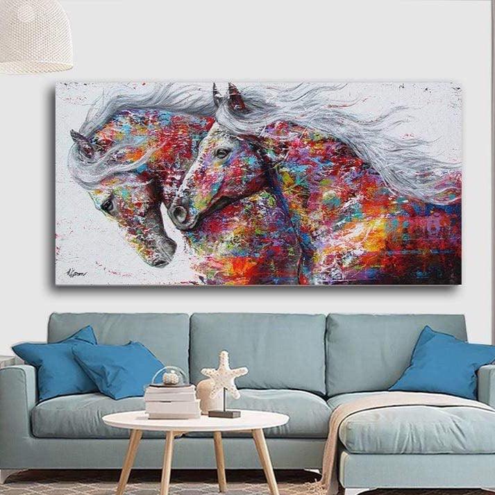 Shop 0 SELFLESSLY Animal Art Two Running Horses Canvas Painting Wall Pictures For Living Room Decor Modern Abstract Art Prints Posters Mademoiselle Home Decor