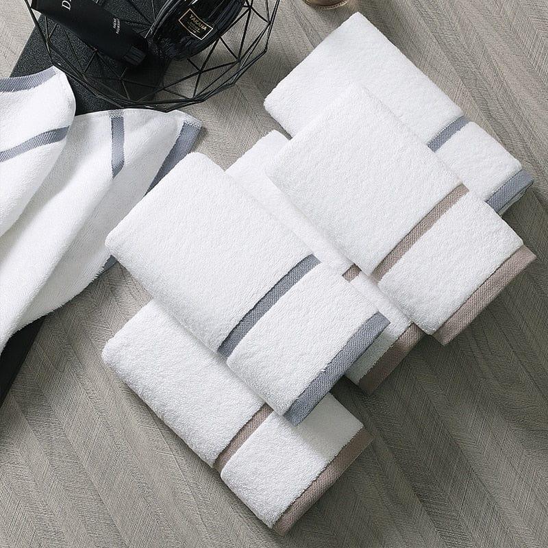 Shop 0 100% Cotton Women/Men White Thick Striped Face Bath Towel Soft and Comfortable Adult Water Absorbent Beach Towels Mademoiselle Home Decor