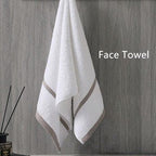 Shop 0 Champagne Gold / 150g 35x75cm 100% Cotton Women/Men White Thick Striped Face Bath Towel Soft and Comfortable Adult Water Absorbent Beach Towels Mademoiselle Home Decor