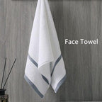 Shop 0 Ash Grey / 150g 35x75cm 100% Cotton Women/Men White Thick Striped Face Bath Towel Soft and Comfortable Adult Water Absorbent Beach Towels Mademoiselle Home Decor