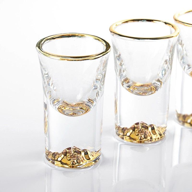 Shop 0 Crystal Liquor Spirits Shot Glasses Gold Foil Rim Mountain Wine Glass Vodka Whisky Bar Brandy Snifters Bullet Cups Mademoiselle Home Decor