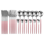 Shop 100003310 24Pcs Pink Silver Casper Cutlery Set Mademoiselle Home Decor