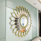 Shop 0 Europe Wrought Iron Wall Hanging Gold Sun Flower Decorative Mirrors Decor Home Livingroom Background Wall Mural Ornaments Crafts Mademoiselle Home Decor