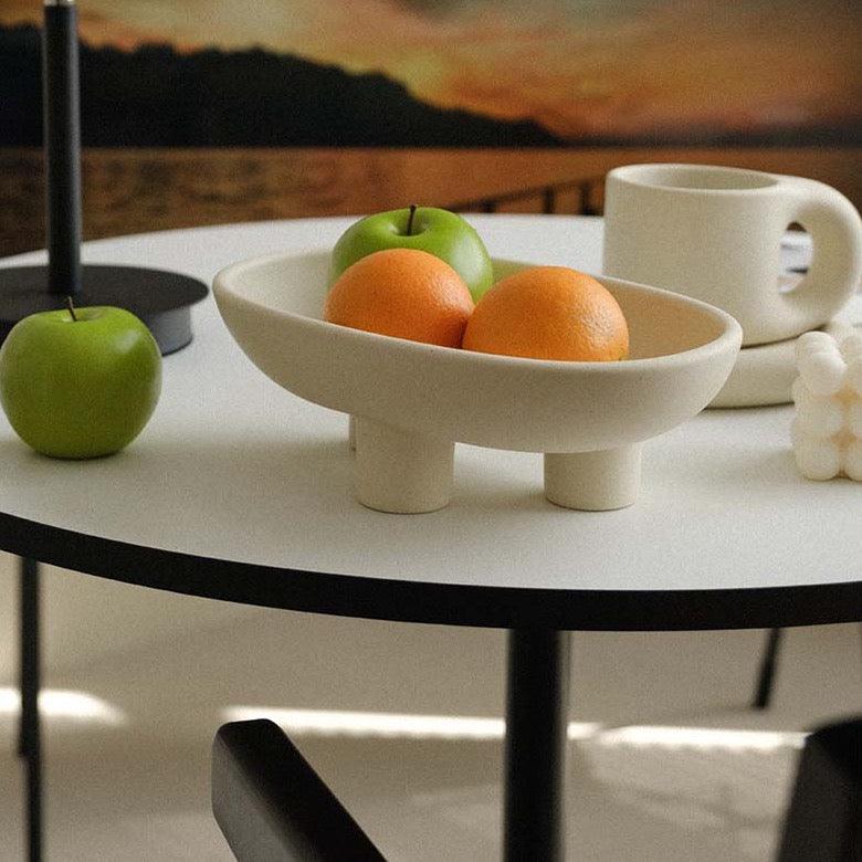 Shop 0 WENSHUO Three-Legs Ceramic Fruit Bowl for Kitchen Counter, Decorative Bowl for Table Décor,  Oval Large Bowls for Breads&amp;candy Mademoiselle Home Decor