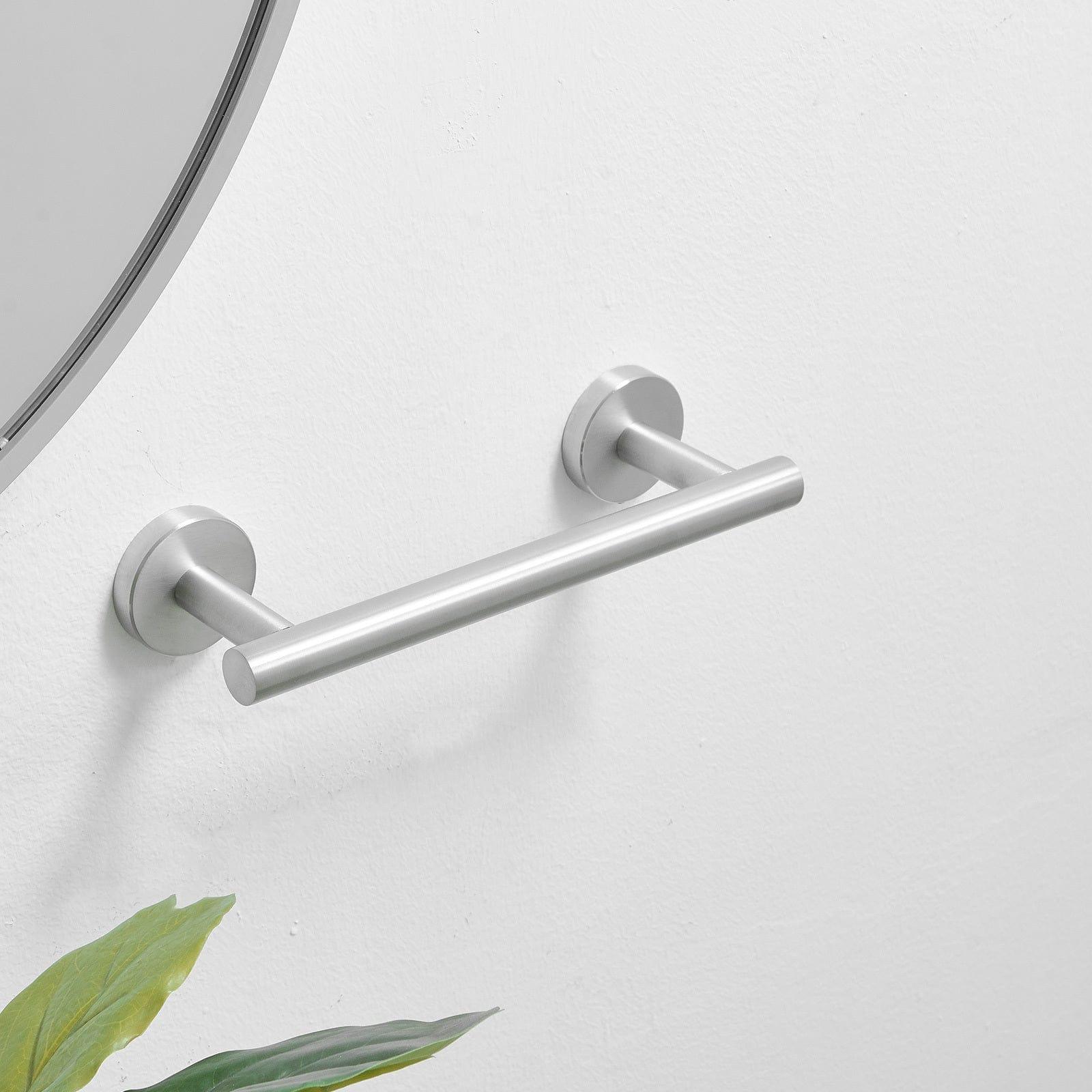 Shop Single Post Wall Mounted Towel Bar Toilet Paper Holder in Brushed Nickel Mademoiselle Home Decor