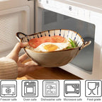 Shop 0 700ml Ceramic Salad Bowl With Handle Kitchen Soup Noodle Bowl Pasta Fruit Plate Japanese Tableware Microwave Oven Bakware Pan Mademoiselle Home Decor