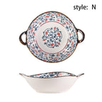 Shop 0 N 700ml Ceramic Salad Bowl With Handle Kitchen Soup Noodle Bowl Pasta Fruit Plate Japanese Tableware Microwave Oven Bakware Pan Mademoiselle Home Decor
