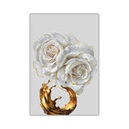 Shop 0 13x18cm No Frame / OT496-2 White Rose Flower Golden Ink Splash Abstract Poster Nordic Art Plant Canvas Painting Modern Wall Picture for Living Room Decor Mademoiselle Home Decor