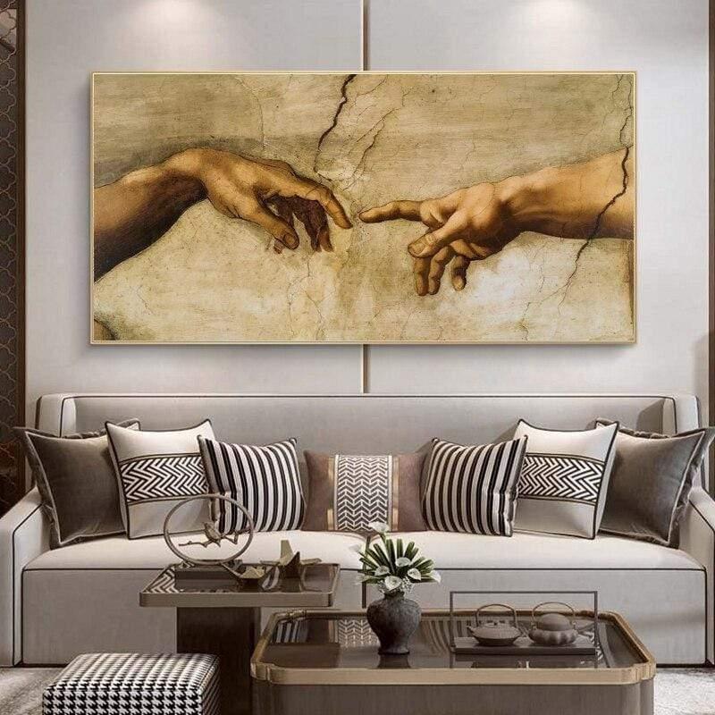 Shop 0 The Creation Of Adam by Michelangelo Famous Art Canvas Paintings On the Wall Art Posters And Prints Hand to Hand Art Pictures Mademoiselle Home Decor
