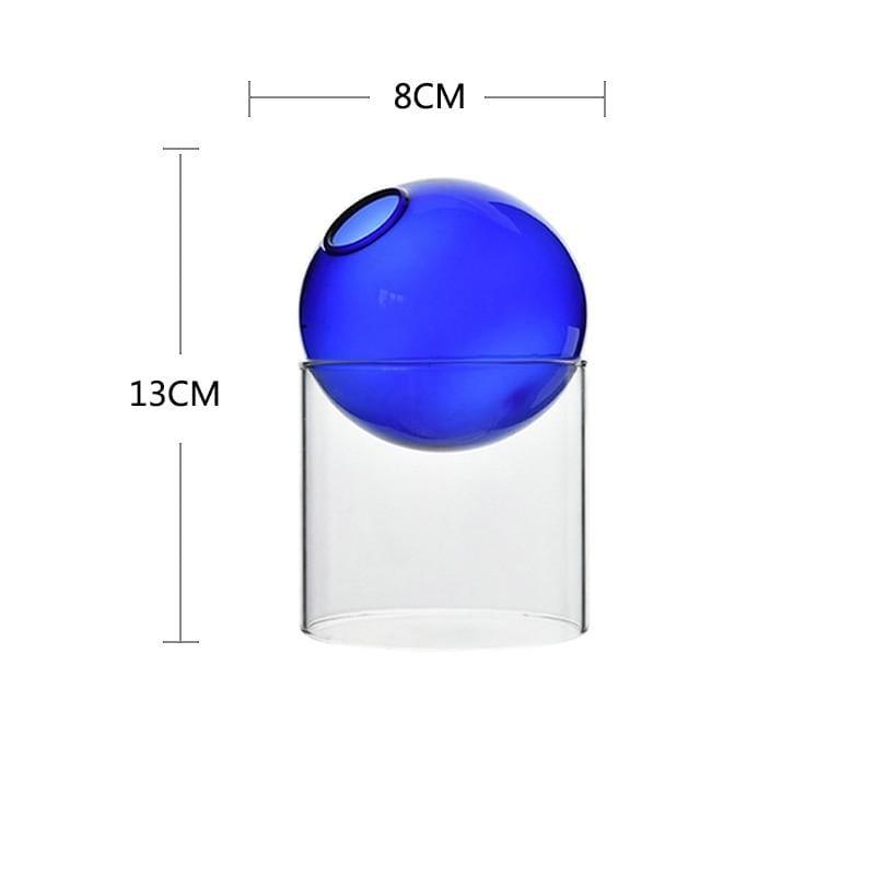 Shop 0 Blue Vase Living Room Decoration Glass Vase Home Decore Vases for Flowers Modern Nordic Spherical Hydroponic Tabletop Vase Transparent Mademoiselle Home Decor