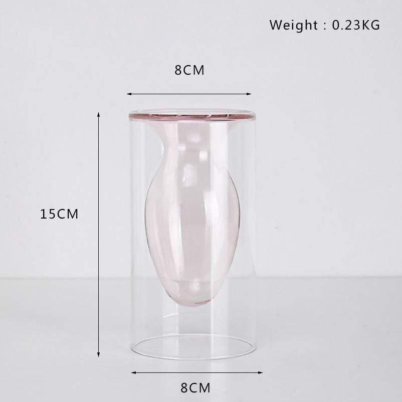 Shop 0 Pink Vase 15CM Nordic Decoration Home Glass Vase Living Room Decoration Home Decor Hydroponic Transparent Glass Container Tabletop Vases Modern Mademoiselle Home Decor