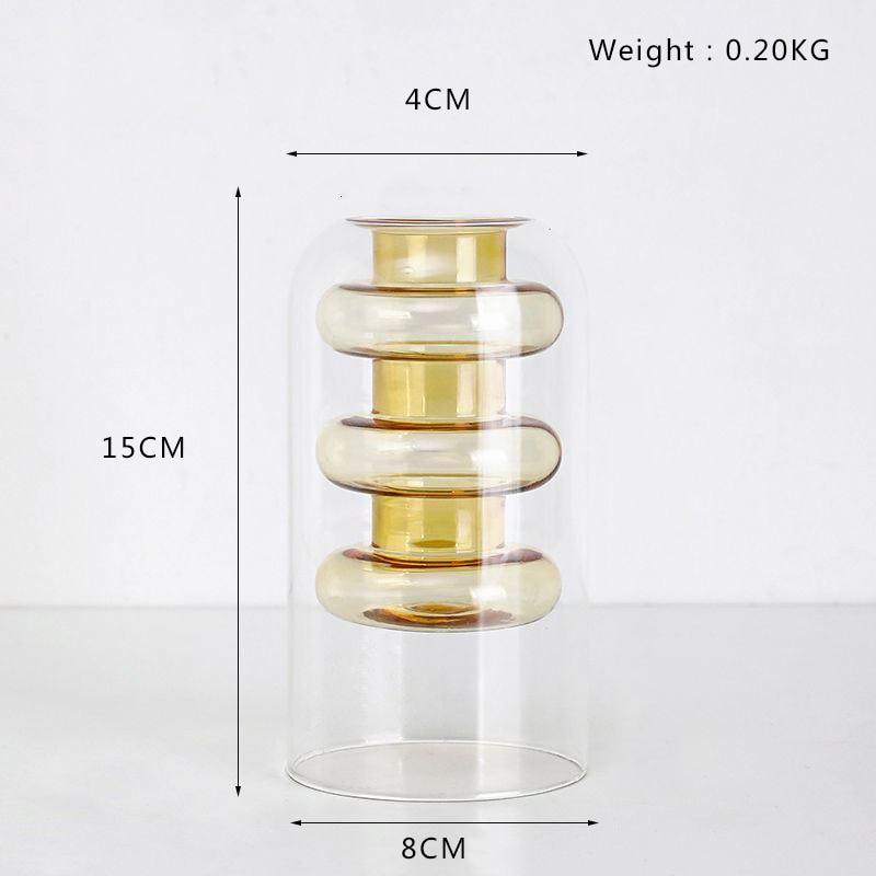 Shop 0 Yellow Vase 15CM Nordic Decoration Home Glass Vase Living Room Decoration Home Decor Hydroponic Transparent Glass Container Tabletop Vases Modern Mademoiselle Home Decor