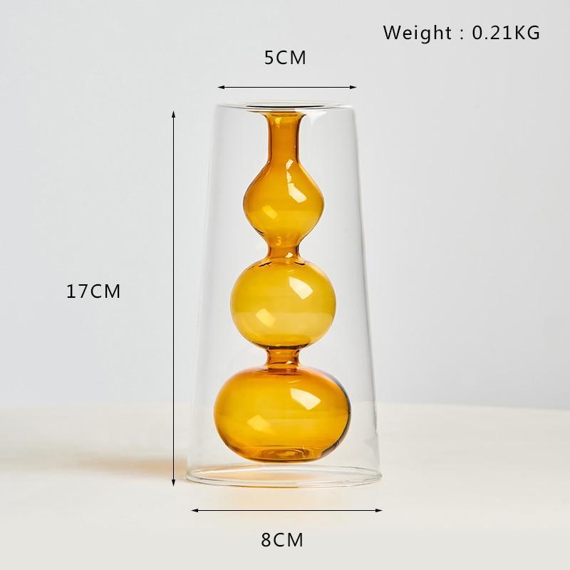 Shop 0 Orange Vase 17CM Nordic Decoration Home Glass Vase Living Room Decoration Home Decor Hydroponic Transparent Glass Container Tabletop Vases Modern Mademoiselle Home Decor