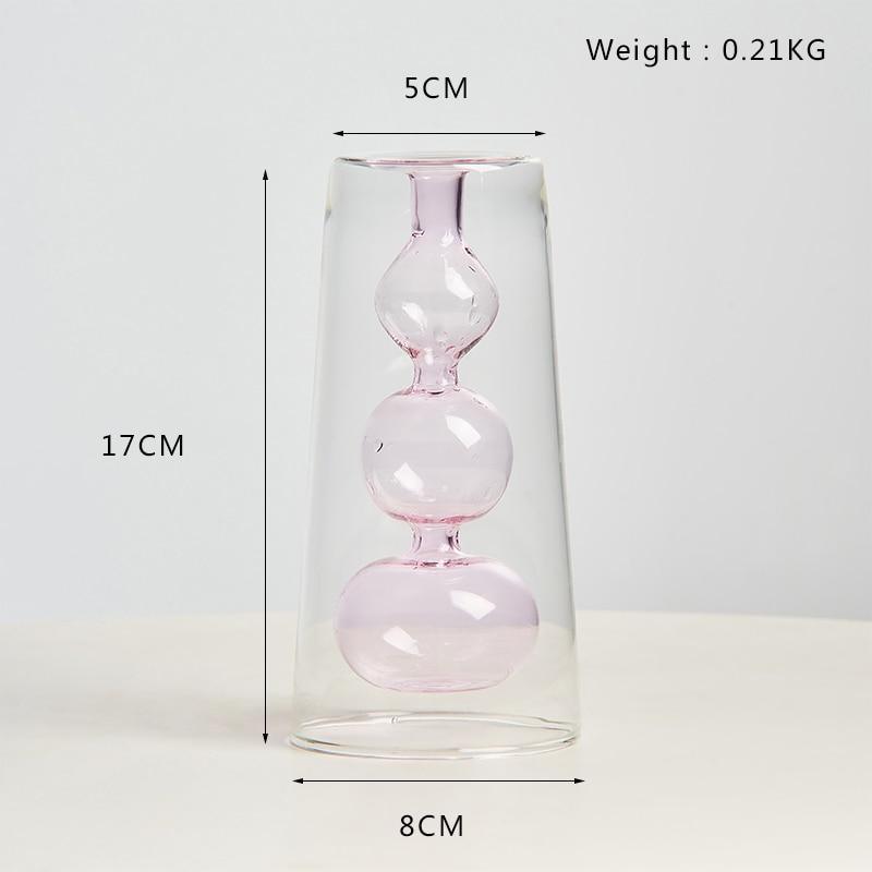 Shop 0 Pink Vase 17CM Nordic Decoration Home Glass Vase Living Room Decoration Home Decor Hydroponic Transparent Glass Container Tabletop Vases Modern Mademoiselle Home Decor