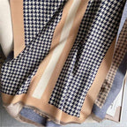 Shop 0 Blue / 180-65 Thick Warm Winter Scarf Houndstooth Design Print Women Cashmere Pashmina Shawl Lady Wrap Scarves Knitted Female Foulard Blanket Mademoiselle Home Decor