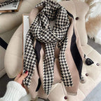 Shop 0 Thick Warm Winter Scarf Houndstooth Design Print Women Cashmere Pashmina Shawl Lady Wrap Scarves Knitted Female Foulard Blanket Mademoiselle Home Decor