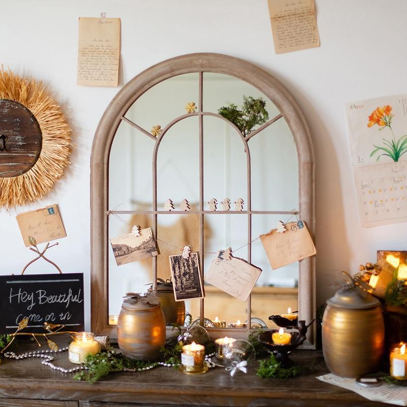 Shop 0 Wall Old Design Mirror Large Wicker Frame Nordic Aesthetic Door Mirror Retro Decorative Vintage Miroir Mural Livingroom HX50DM Mademoiselle Home Decor