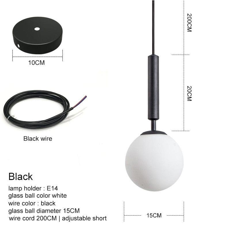 Shop 0 black ball 15CM / China / Cold White Modern Pendant Lamp Luxurious Gold Glass Ball Lampshade Hanging Lights Fixtures For Dining Room Bedroom Decoration Lighting Mademoiselle Home Decor