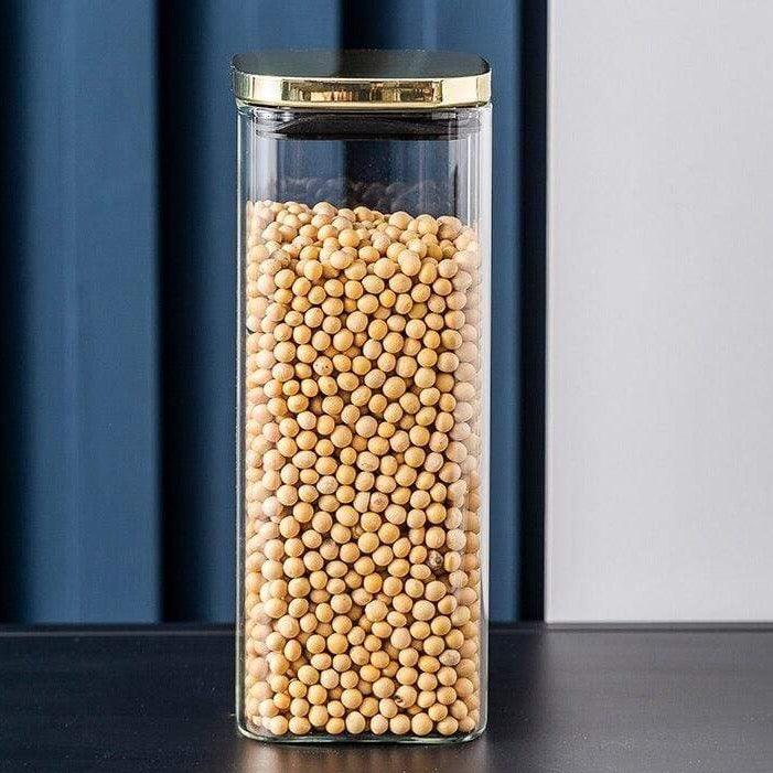 Shop 0 1100ml Kitchen Glass Sealed Cans Grain Storage Box Snack Food Storage Jar Storage Jar with Lid Household Delicate and Transparent Mademoiselle Home Decor