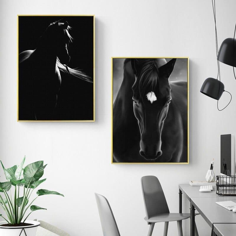 Shop 0 Black White Horse Animal Picture Home Decor Nordic Canvas Painting Wall Art Print Minimalist Realist Art Poster for Living Room Mademoiselle Home Decor