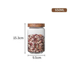 Shop 0 650ml Wood Lid Orgnizer Glass Airtight Canister Kitchen Storage Bottles Jar Sealed Food Container Ginger Cereal Dispenser Stash Cans Mademoiselle Home Decor