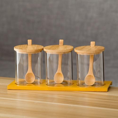 Shop 0 3 piece set 1 Spice Jar Glass Jars and Lids Household Glass Containers Salt Jar Nordic Combination Kitchen Seasoning Sauce Bottle Home Storage Mademoiselle Home Decor