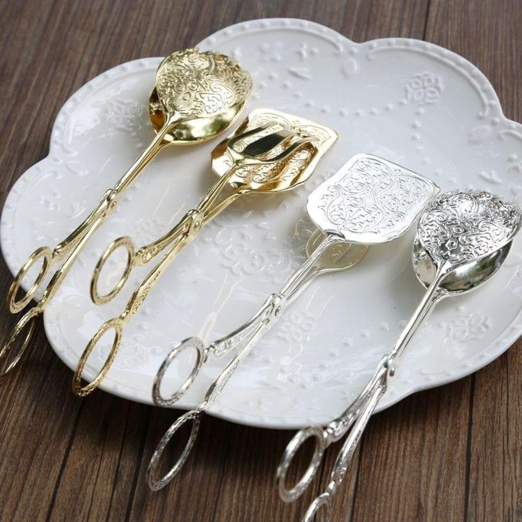 Shop 0 Food Tong Gold-plated Snack Cake Clip Salad Bread Pastry Clamp Baking Barbecue Tool Fruit Salad Cake Clip Kitchen Utensils Mademoiselle Home Decor
